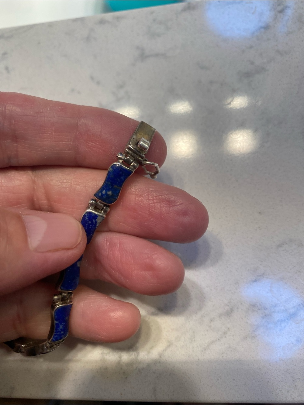 Vintage sterling silver lapis bracelet Excellent - Picture 5 of 7